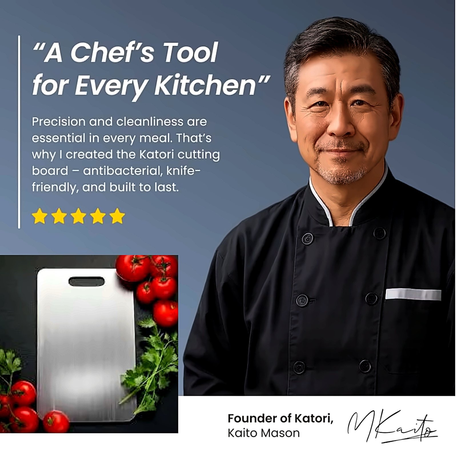 Chef with Katori Titanium Cutting Board